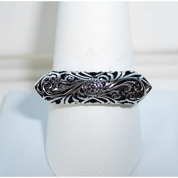 925 STERLING SILVER Unique Floral Swirls Statement Ring - Picture 2 of 16